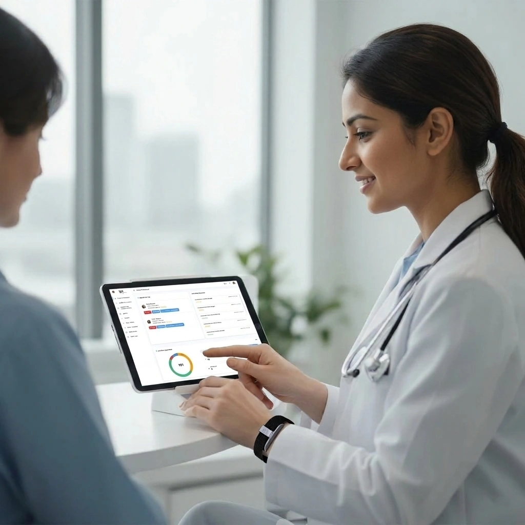 Healthcare professional reviewing patient data