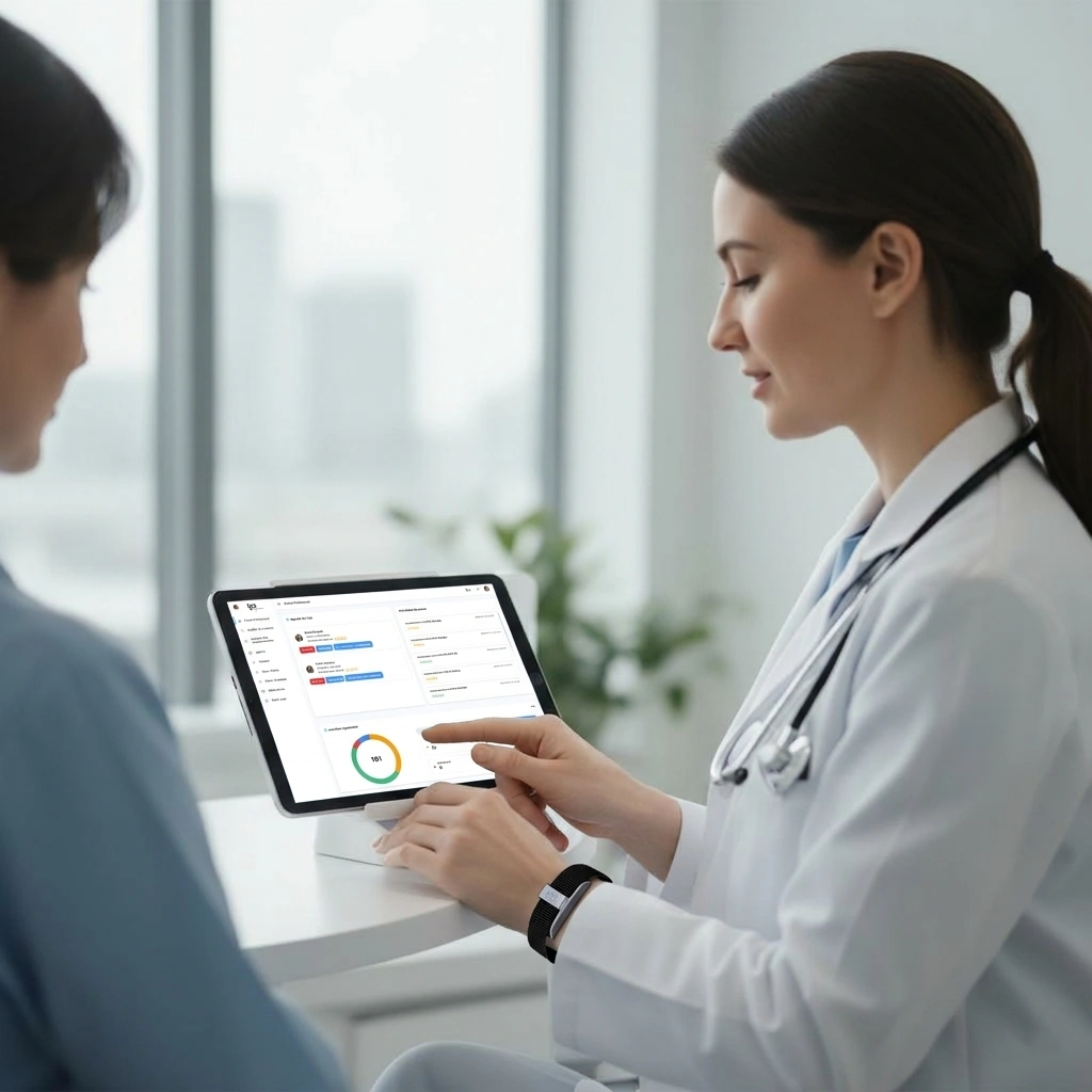 Healthcare professional reviewing patient data